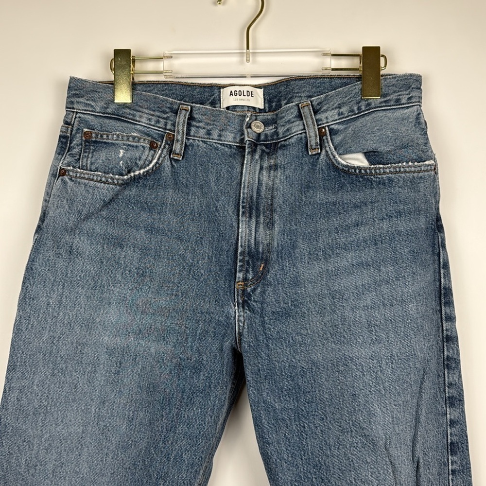 Agolde Mia Mid Rise Straight Leg Distressed Jeans in Rule Size 29 - Picture 6 of 13